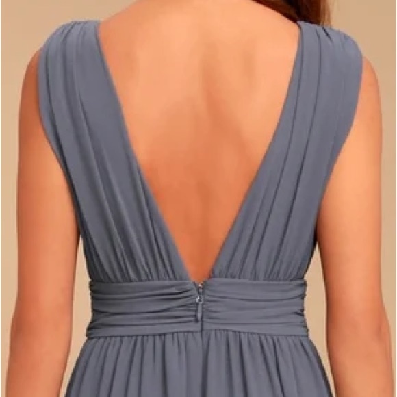Lulu’s Heavenly Hues Denim Blue Lavender Gray Blue Maxi V-Neck Chiffon 1X - Picture 5 of 11